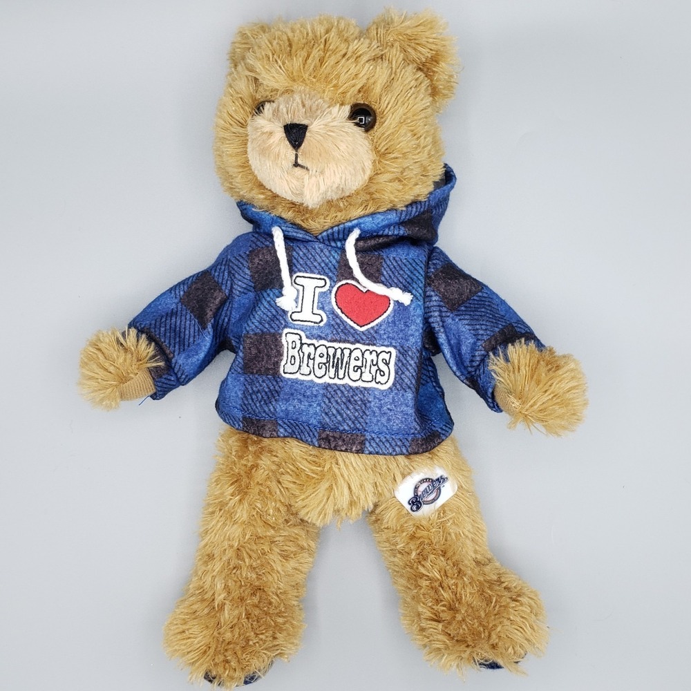 Good Stuff I Heart Milwaukee Brewers‎ Hoodie Plush Teddy Bear Blue MLB 2011 13"